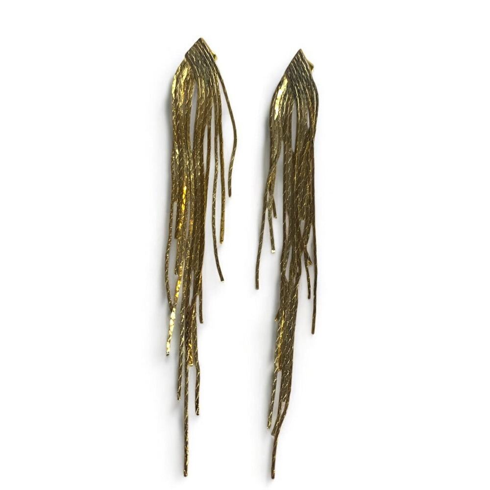 Goldtone Chain Swag Post Pierced Earrings 4.5" Drop